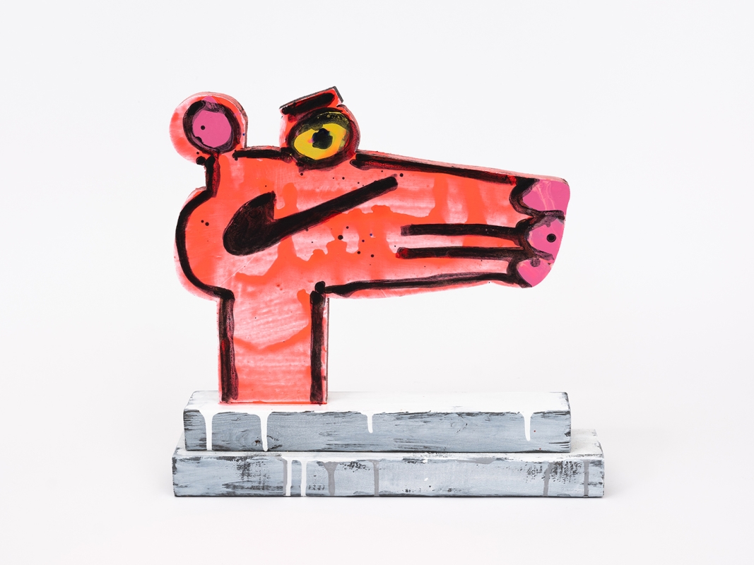Katherine Bernhardt's hand-painted side of collaborative sculptural multiple.