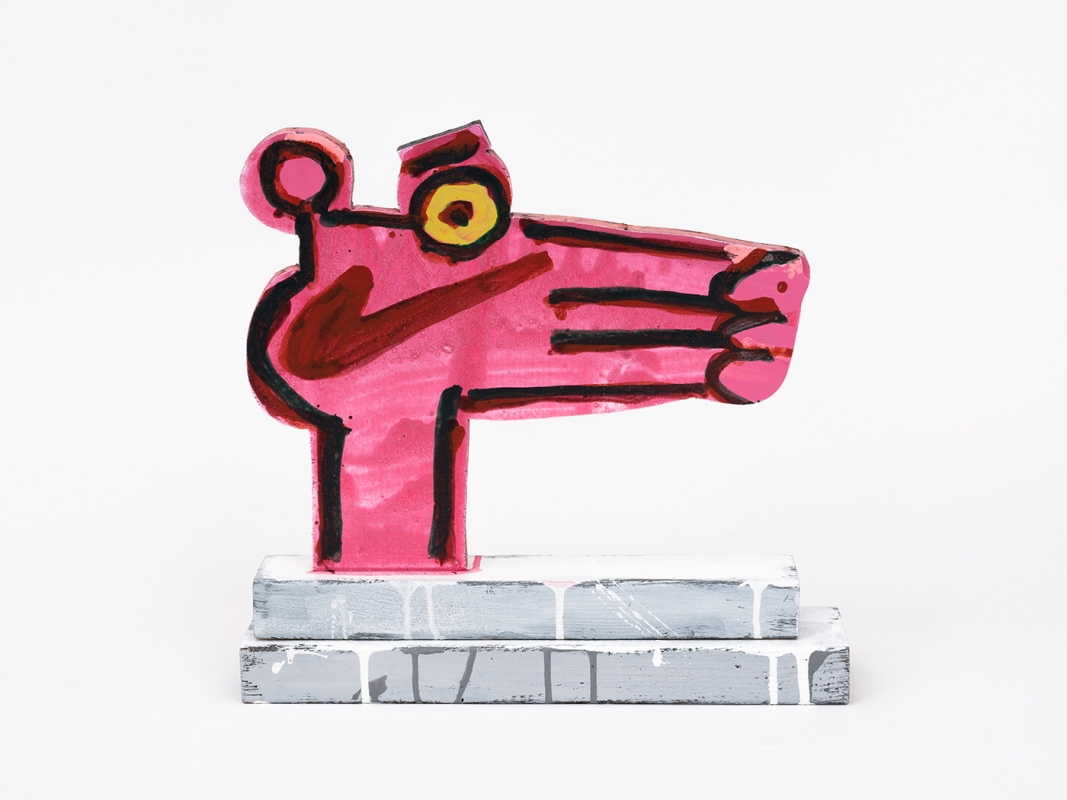 Katherine Bernhardt's hand-painted side of collaborative sculptural multiple.