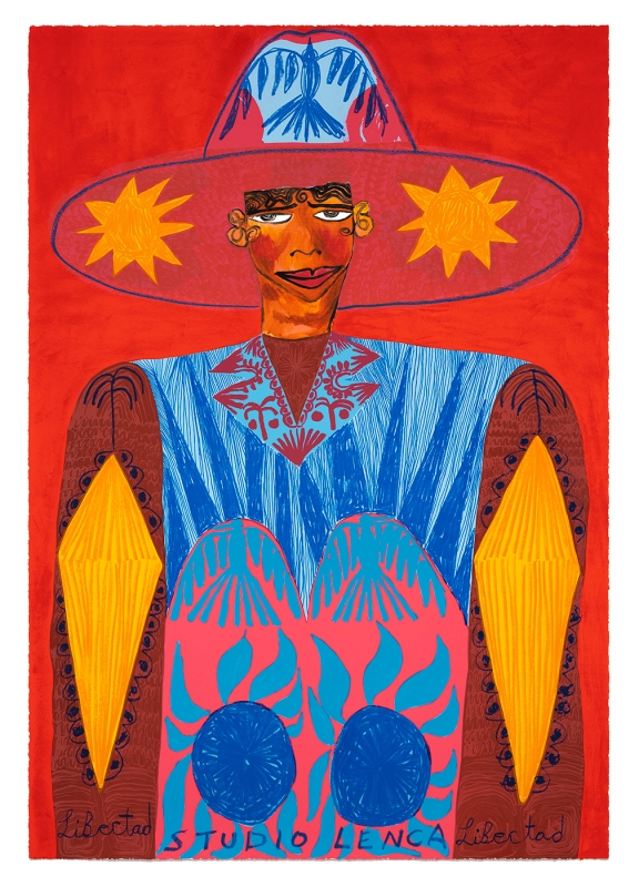 Studio Lenca, Libertad (2025), 17 Colour Screenprint and Inket with Hand-applied Oil Stick, Edition of 50