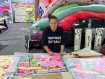 Katherine Bernhardt signing her prints
