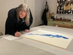 Lisa Brice signing her print