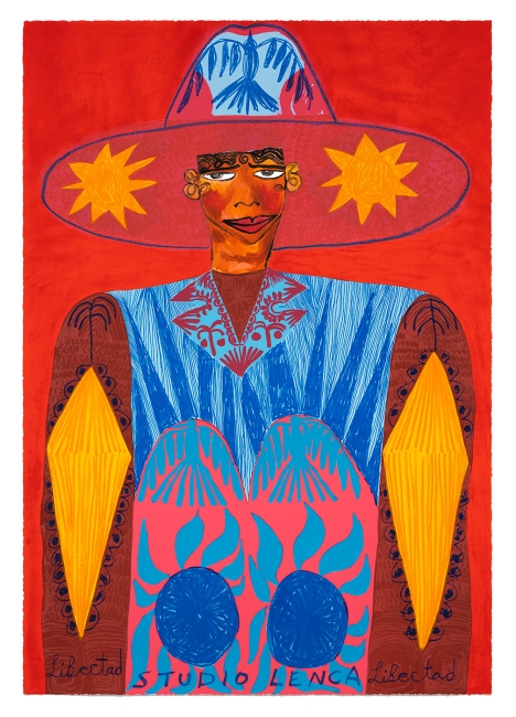 Studio Lenca, Libertad (2025), 17 Colour Screenprint and Inket with Hand-applied Oil Stick, Edition of 50