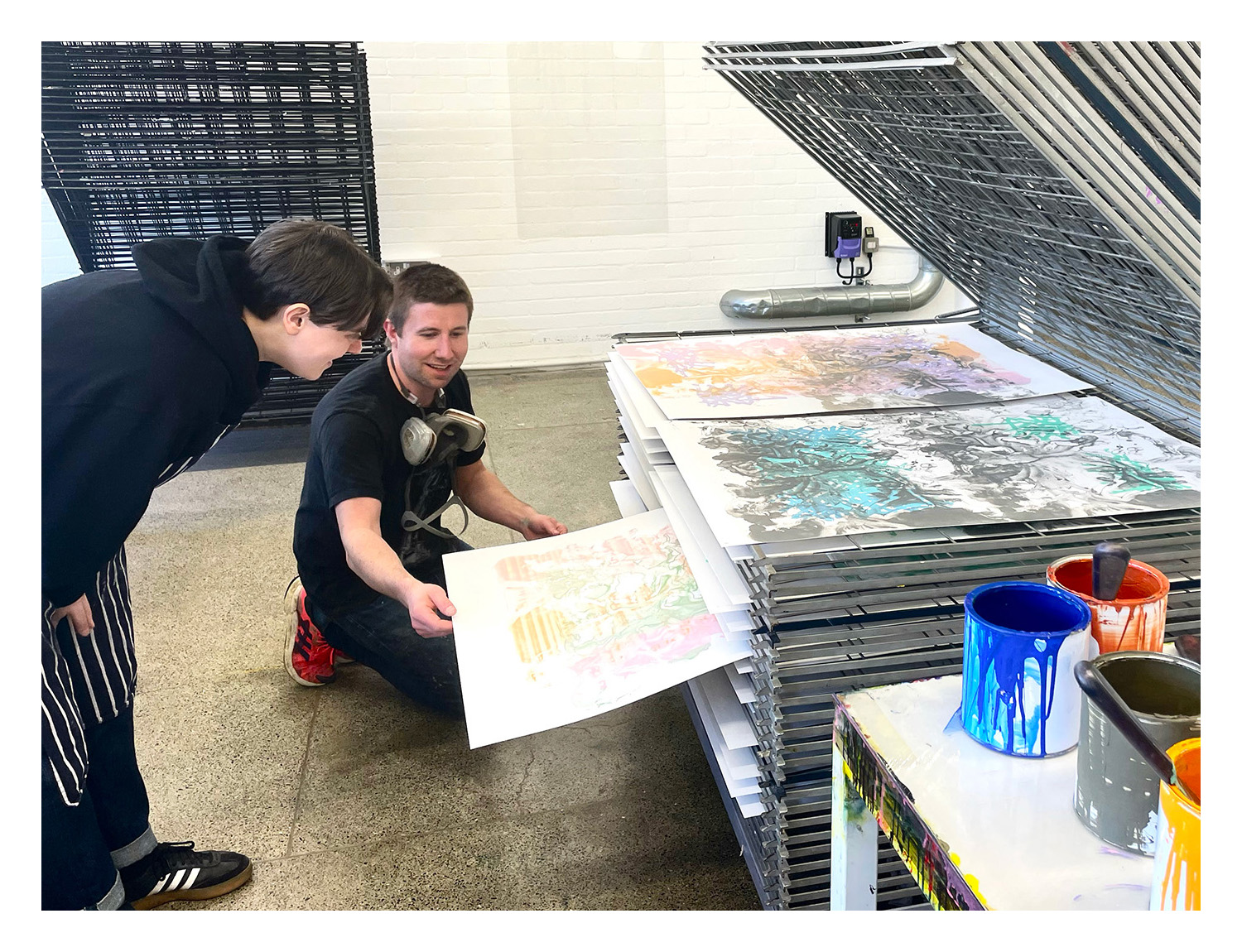 Daisy Parris creating their unique prints in Counter, Studio, Margate, 2023