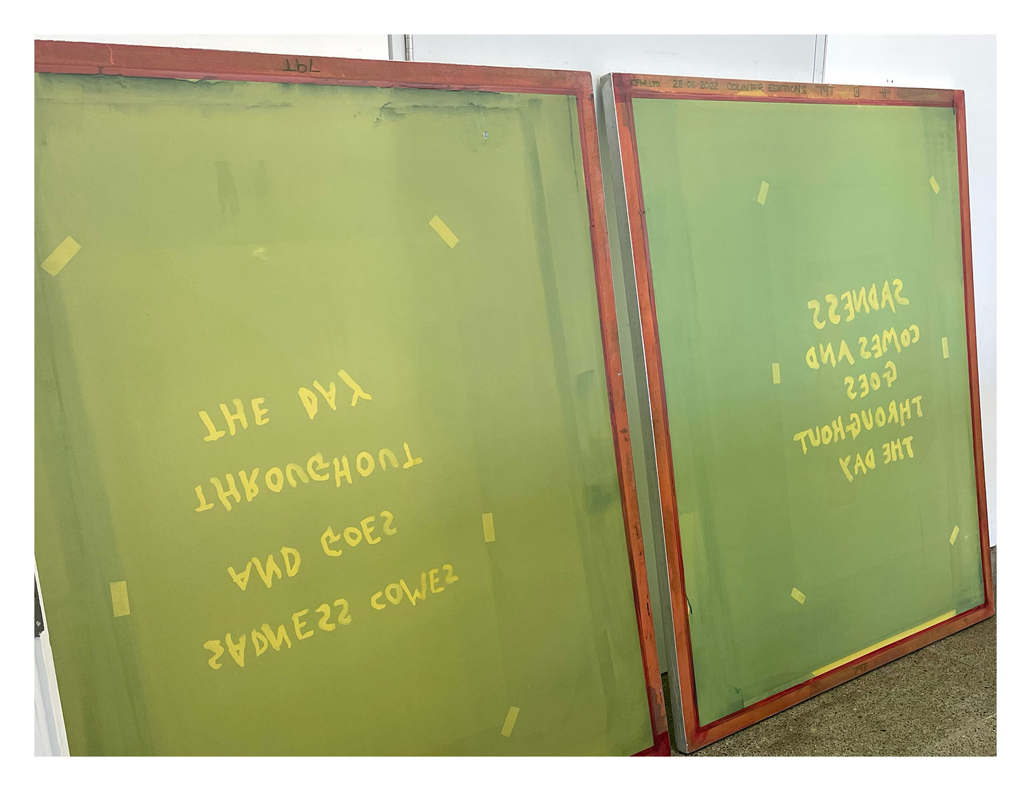 'Sadness Comes and Goes Throughout the Day' in production in Counter, Studio, Margate, 2023