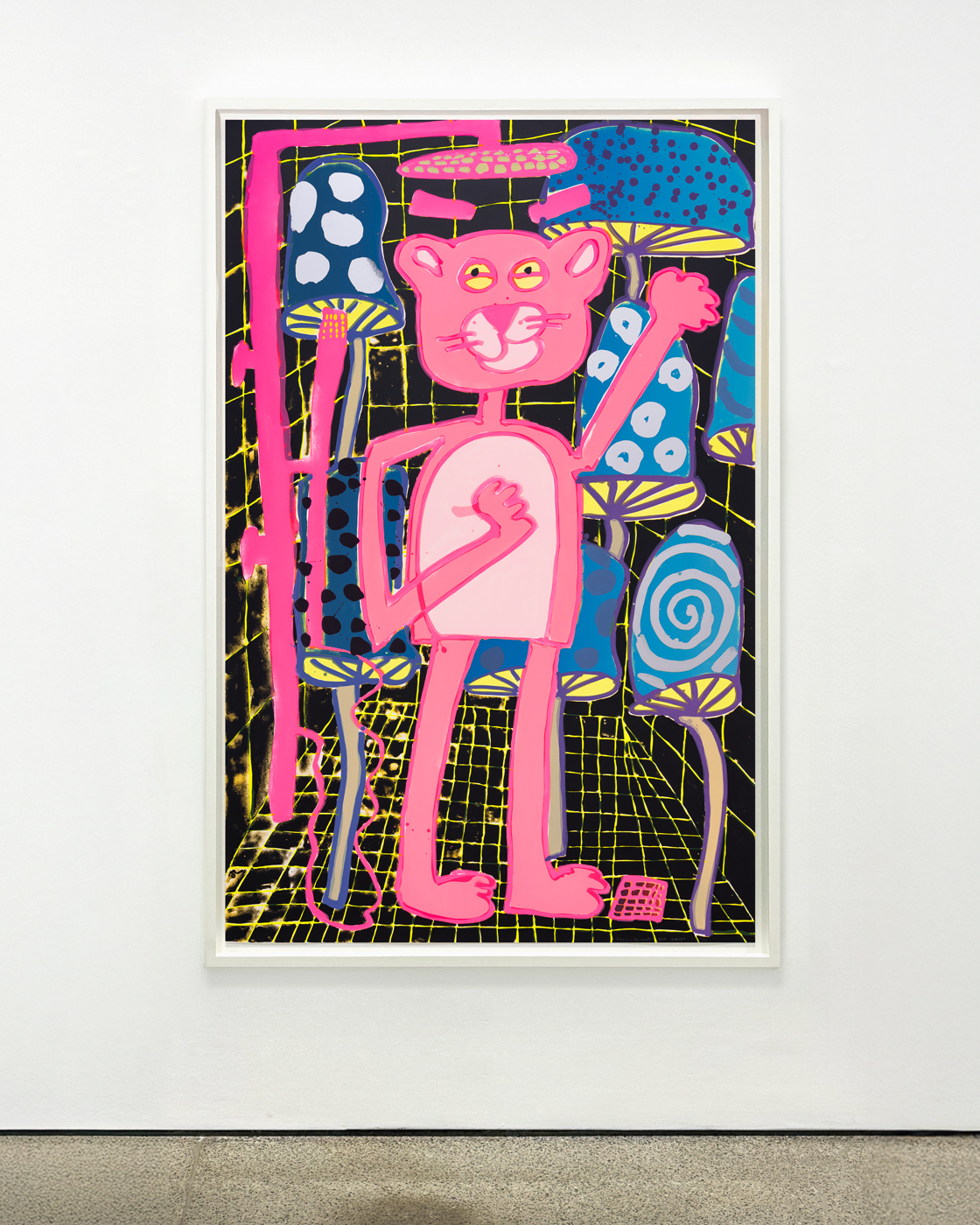 Katherine Bernhardt, <i>Big Cat </i>(2025) framed by Darbyshire Framers