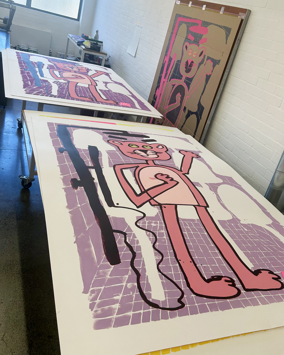 Katherine Bernhardt, <i>Big Cat </i>(2025) in production in Counter Studio, Margate