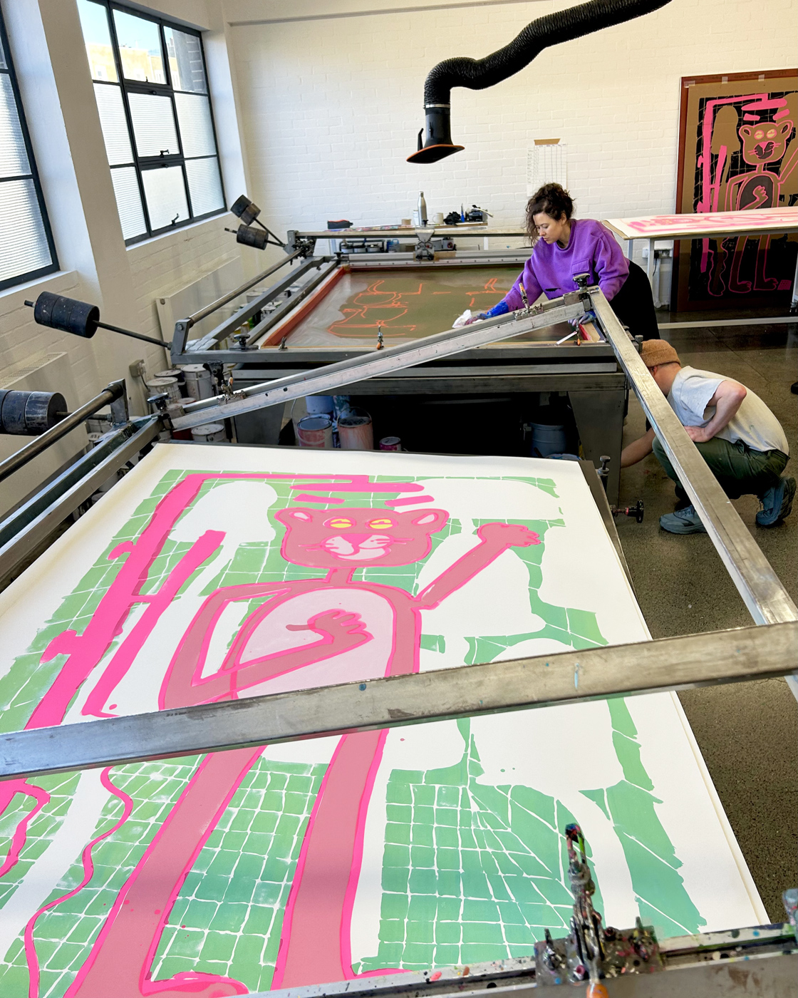Katherine Bernhardt, <i>Big Cat </i>(2025) in production in Counter Studio, Margate