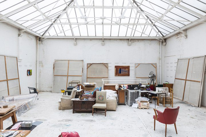 The artist's studio: a light-filled converted dairy in central London
<br>
<br>
Photo: Courtesy David Levene/The Guardian
<br>
<br>