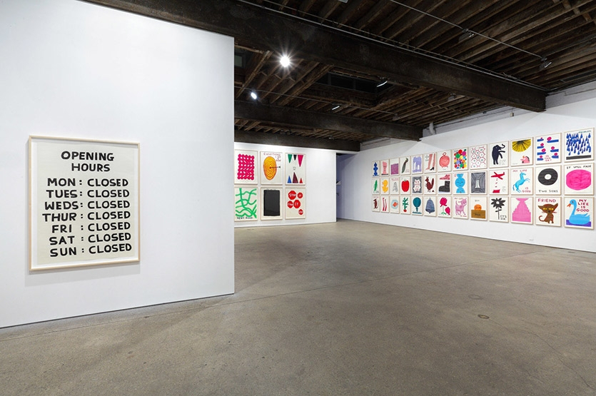 David Shrigley drawings exhibition, installation view, Anton Kern Gallery, New York, 2015