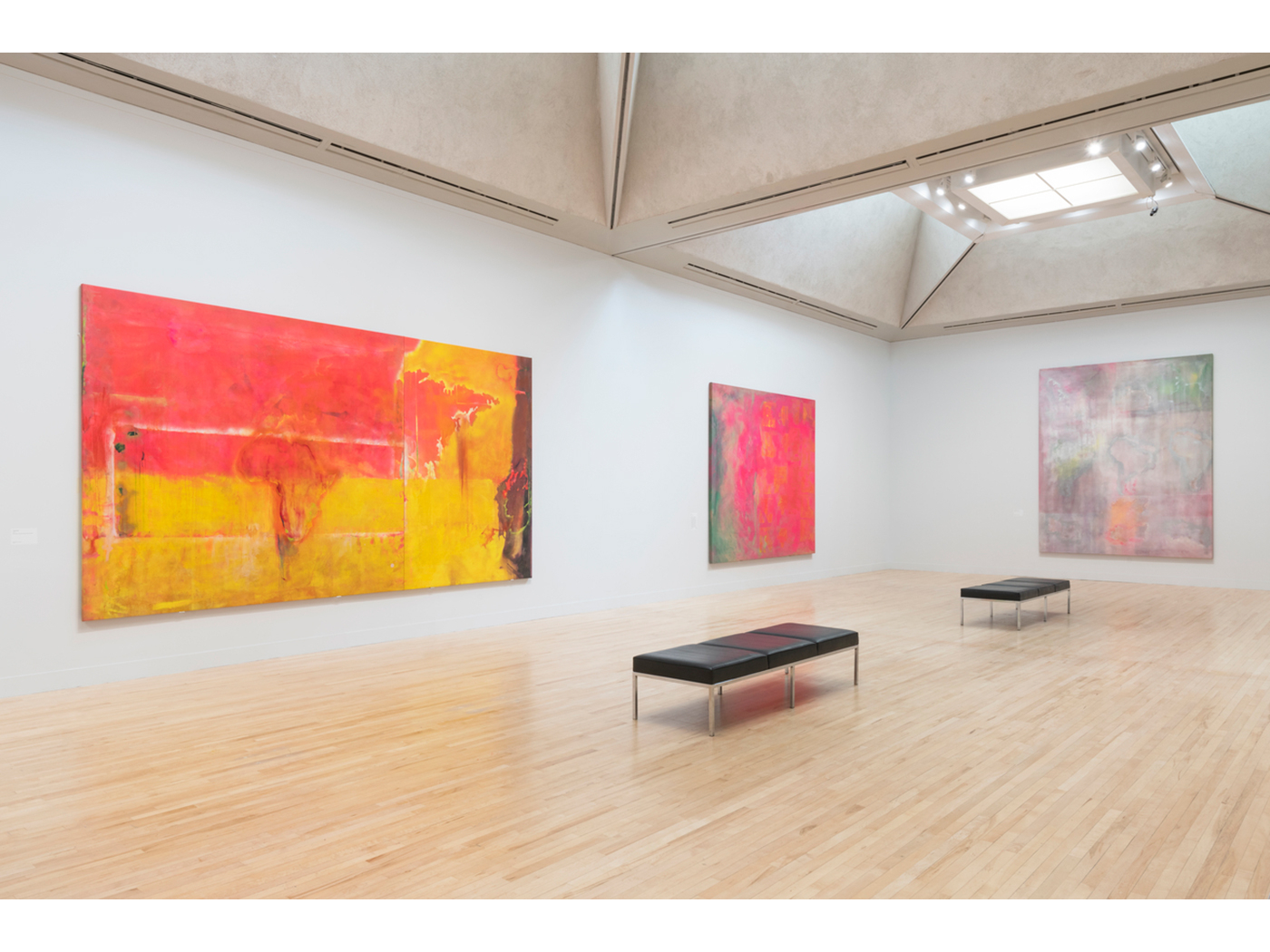 Installation view from the first major retrospective of Frank Bowling at Tate Britain, London (2019)
