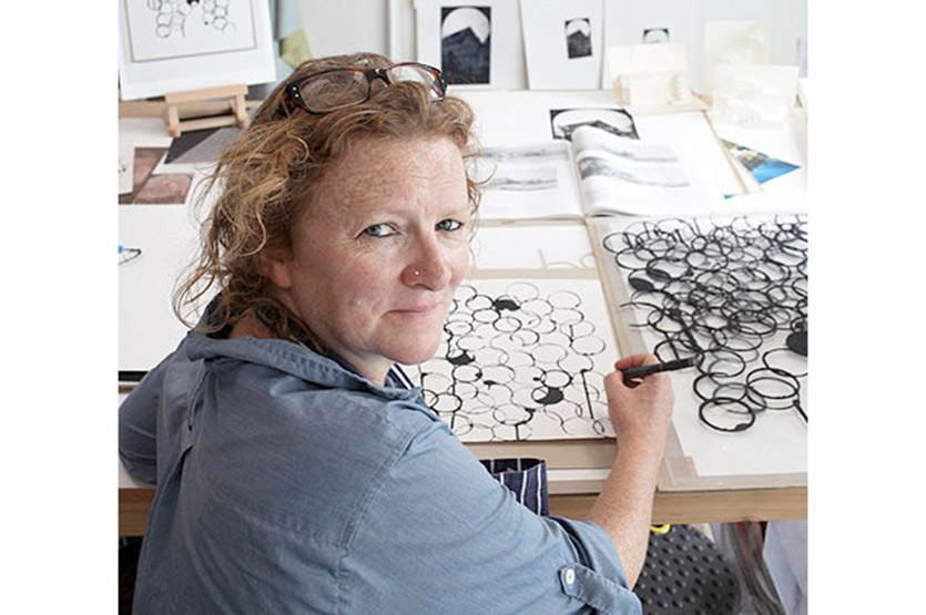Rachel Whiteread in her studio working on 'Ringmark', an earlier edition for Counter Editions in 2010.