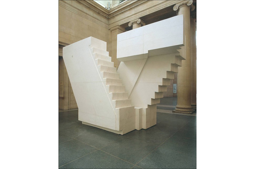 Rachel Whiteread's giant plaster sculpture 'Untitled (Stairs)' (2001) at Tate Britain.