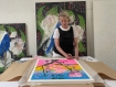 Ann Craven signing her print