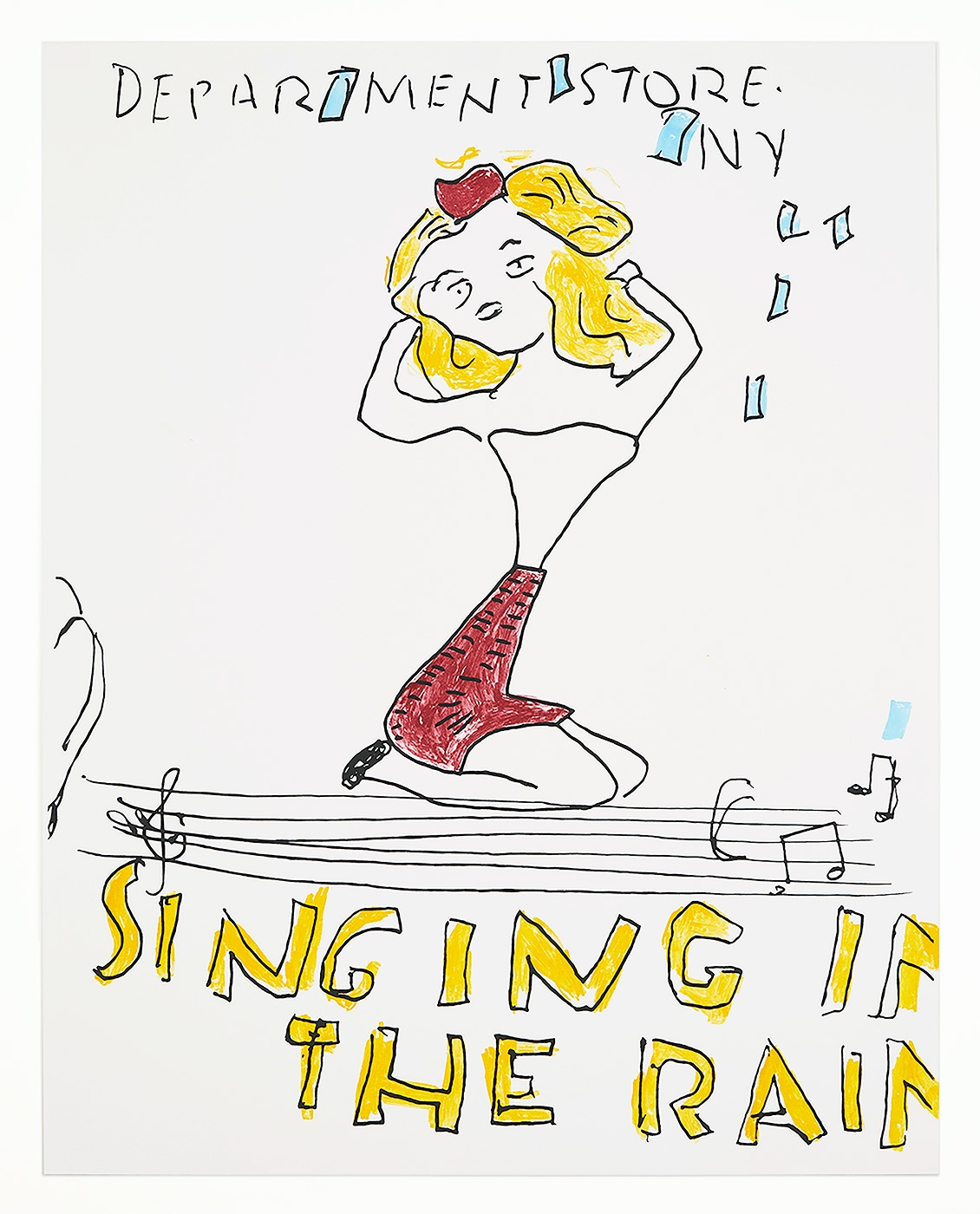 Rose Wylie Singing In The Rain... (2019), Lithograph with screenprint, Edition of 100