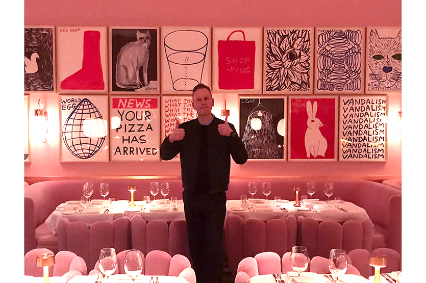 David Shrigley at the preview of his new exhibition at Sketch, London, January 2018