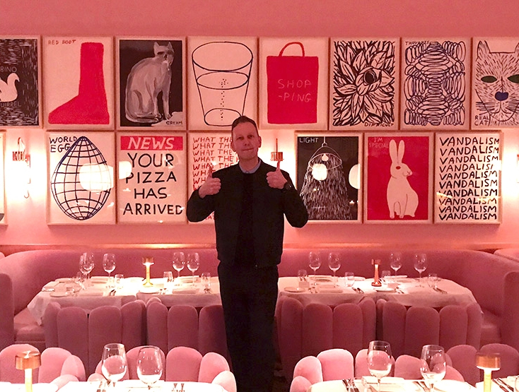 David Shrigley at the preview of his new exhibition at Sketch, London, January 2018