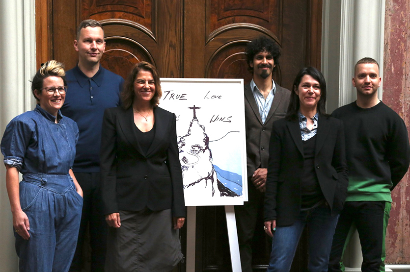 Artists attend a press call at The Royal Academy for the Arts, London. From left to right: Anne Hardy, David Shrigley, Tracey Emin, Benjamin Senior, Sarah Jones and Eddie Peake 