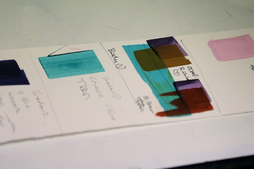 Various colour combinations are tested prior to proofing
