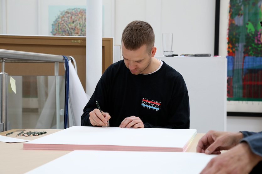 Signing the prints at Coriander Studios