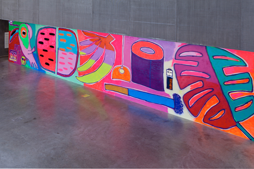 Katherine Bernhardt's mural produced during her residency at CAM St Louis. The exhibition runs from Jan 27, 2017 - Apr 16, 2017
<br>
<br>
Photo: Courtesy the artist and CAM St Louis