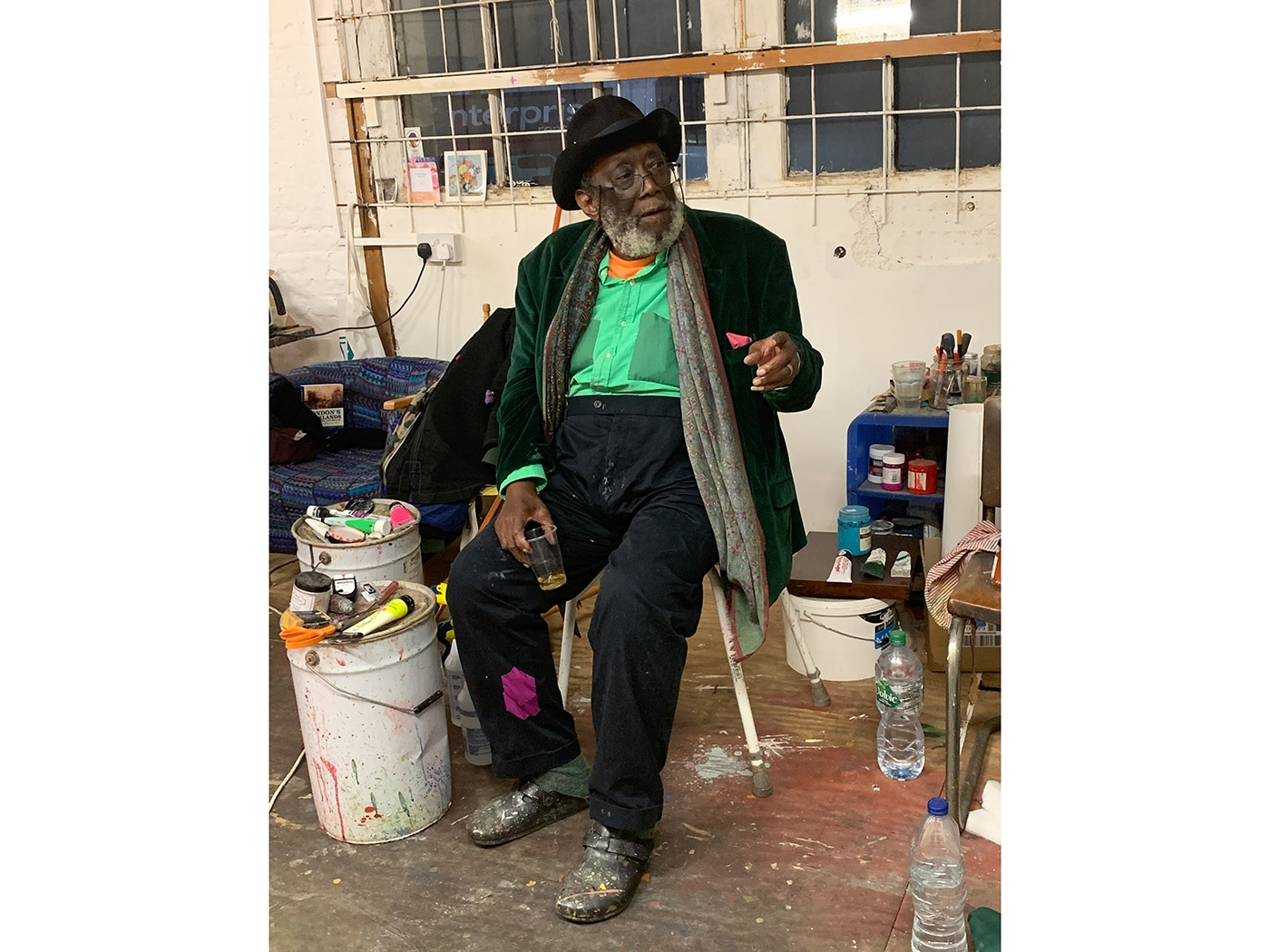 Portrait of Frank Bowling taken at his studio in London (2019)