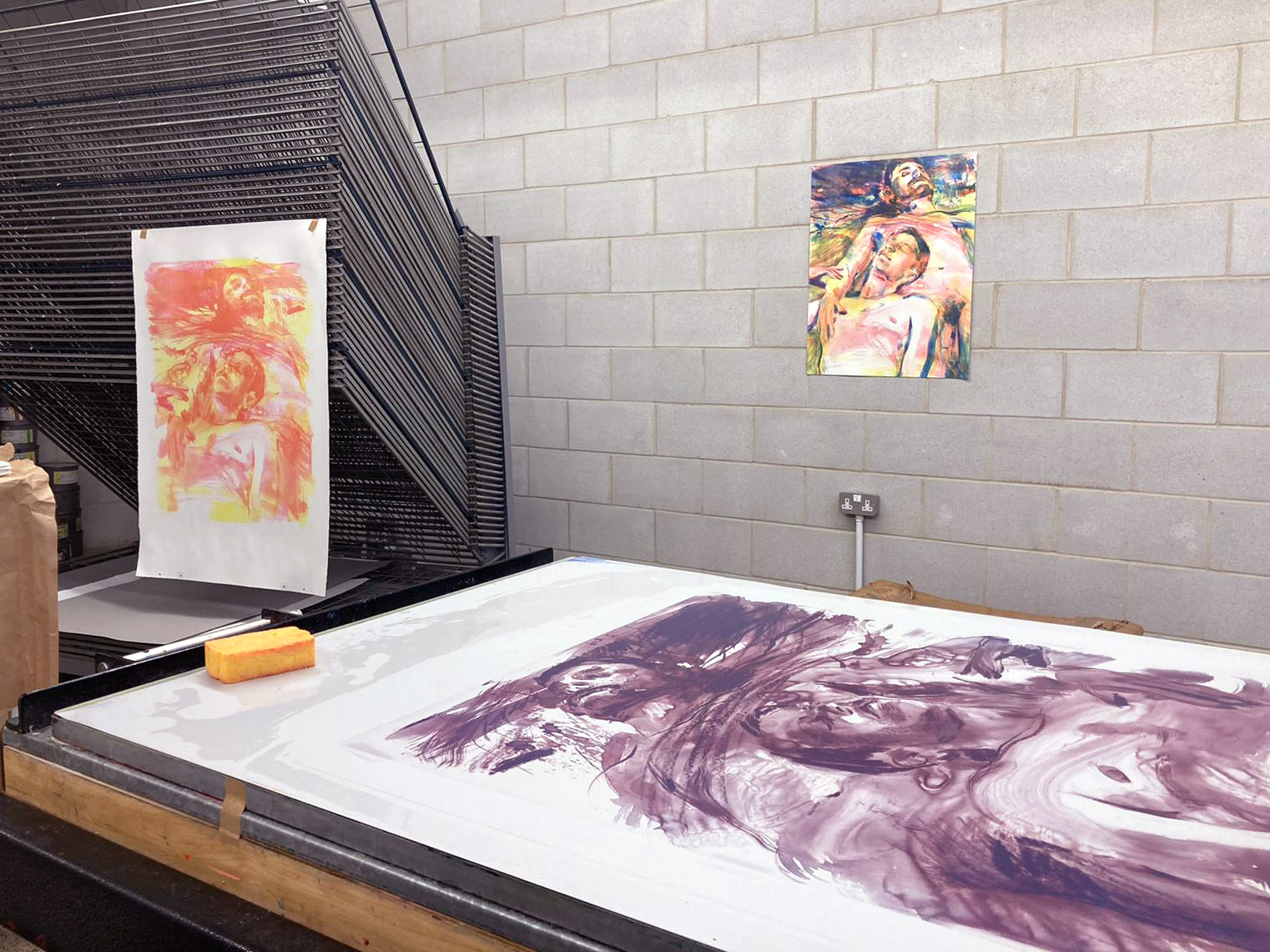 Brice and Robert (2020) lithograph in production in Counter Studios, Margate