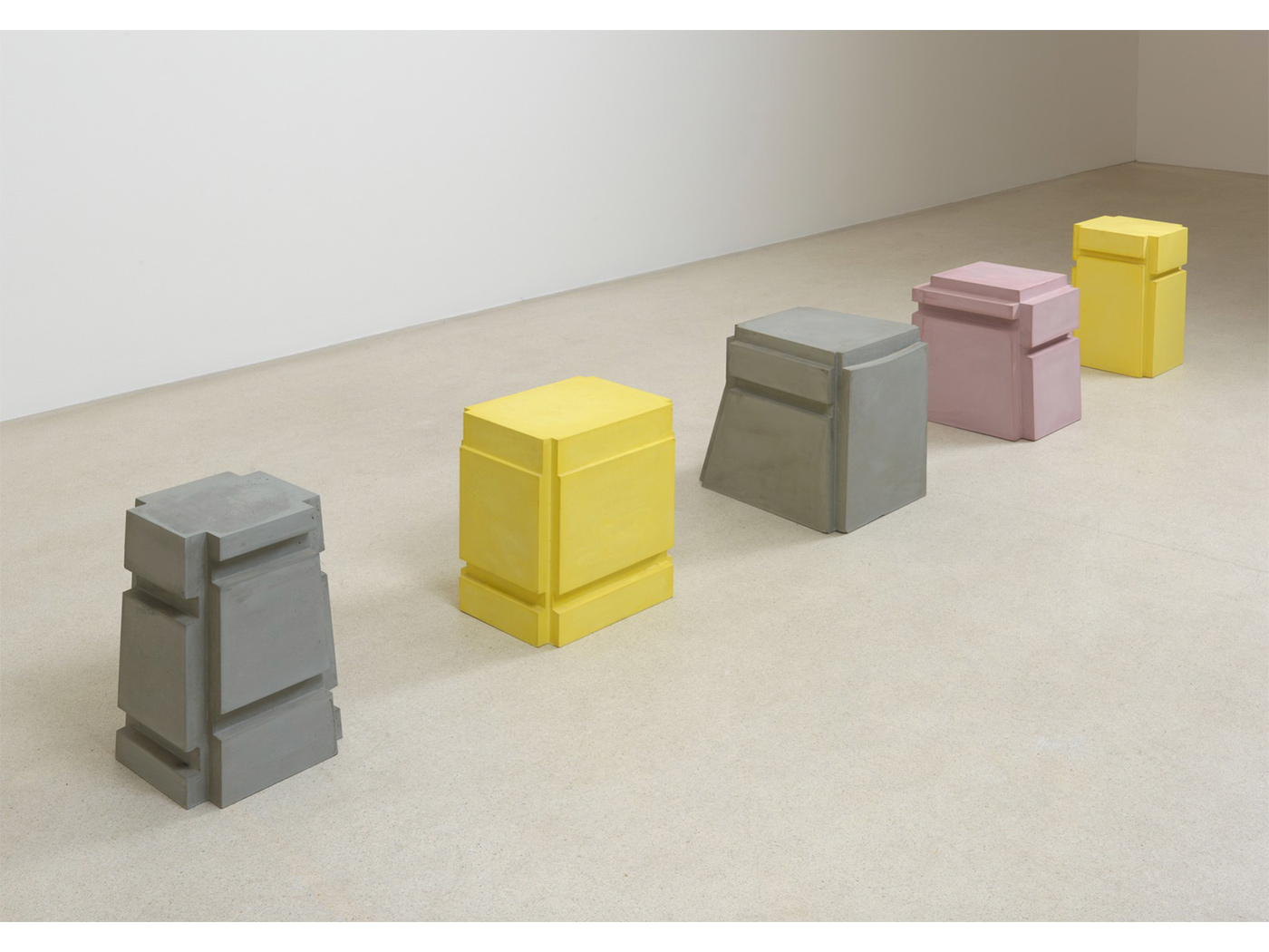 Whiteread's sculptures examine the negative space surrounding or contained by objects, such as casts of the area beneath chairs. As seen here in 'Untitled' (2010)